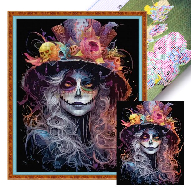 Bordado Algodón Ecológico 11CT Esqueleto Niña Punto Cruz Arte 40x50cm