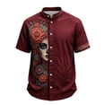 thumbnail image 5 of Boys Short Sleeve Button Down Shirt Day Of Dead Mexican Print Collar Casual Top For Halloween School Outdoor, 5 of 5