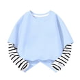 thumbnail image 2 of YunPes Children's Striped Patchwork Long Sleeved Two Piece Solid Color Top Tops Baby Girl, 2 of 7