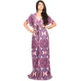 thumbnail image 1 of KOH KOH Long Print Summer Sexy Kaftan Spring Hawaiian Casual Spring Wedding Guest Cocktail Sundress Gown Maxi Dress For Women Purple & White Small US 4-6 DAN001_A034, 1 of 5