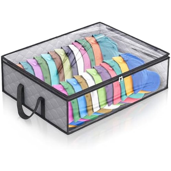 Wide Hat Storage for Baseball Caps Organizer with 2 Sturdy Handles Hat Bags Holds Up to 40 Hats Foldable for Home Travel
