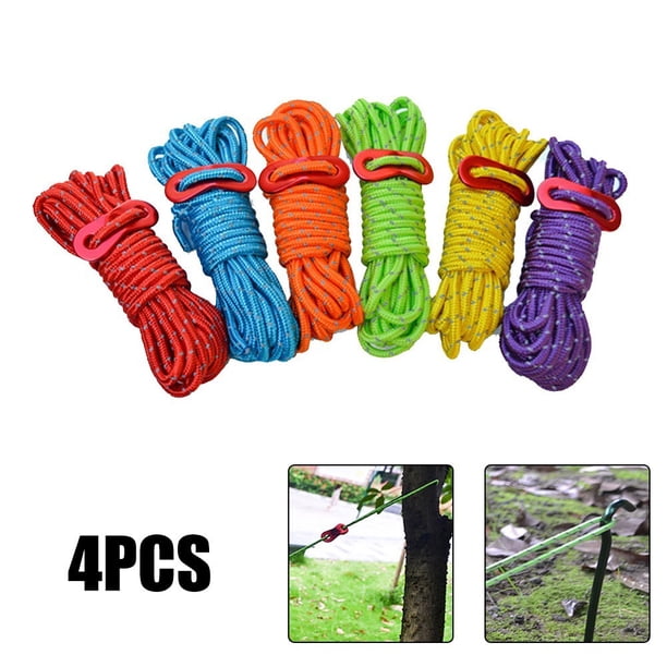 Tendeur réfléchissant de 4 mm avec tendeur de corde, haubans réglables de 4 m, pour camping avec cliquet, crochet, tendeur pour tente