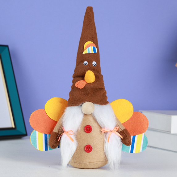 Fall Gnome Thanksgiving Decorations, Set of 1 Turkey Gnomes Plush Tomte Swedish Gnome Dolls, Autumn Harvest Tabletop Decor for Home Table Kitchen