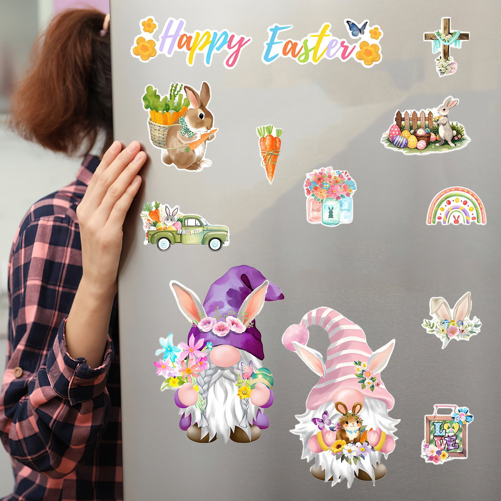 Dwarf Bunny Easter Cartoonish Magnetic Sticker Waterproof Home Decoration Magnetic Refrigerator Sticker