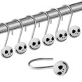 thumbnail image 1 of Design modern curtain hook for the shower, shower curtain hook in set of 12, white/silver metal and plastic shower ring, 1 of 4