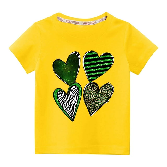 Qiopertar Haut à Manches Courtes Imprimé Col Rond Mignon Mode pour Enfants Garçons Filles en Solde à Moins de 5$ en Solde