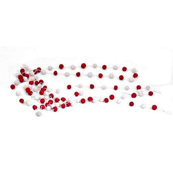 De Kulture Works Felt Micro Pom Pom Garlands Set of 4 (Red & Off White) for Christmas Decoration
