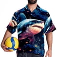 thumbnail image 4 of Starry Shark Men's Short Sleeve Hawaiian Print Button Down Beach Shirt, 4 of 6
