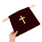 FRCOLOR Embroidered Cross Pattern Church Offering Bag Large Capacity Pouch For Church Missions Baptism Christening And First Communion Ceremonies