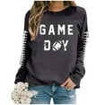 thumbnail image 4 of ADSSDQ Sweatshirt for Women Oversized Crewneck Long Sleeve Football Printed Game Day Pullover Top Fall Preppy Clothes FB13-Dark Gray 2XL, 4 of 4