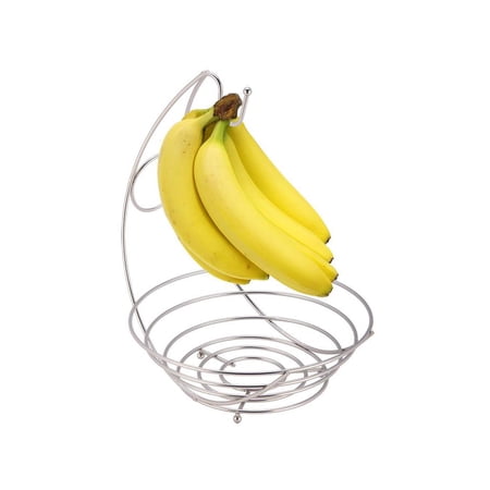Home Basics Nickel Plated Fruit Bowl with Banana Tree ...