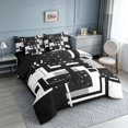 thumbnail image 2 of Homewish Contemporary Grid Queen Bedding, Black White Gray Bedding Comforter Set Queen, Black Reversible, 7pcs, 2 of 7