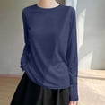thumbnail image 5 of HongQid Women's Long Sleeve Tee Crew Neck Soft Curved Hem Thin Stretch Loose Casual Tops Layering Solid Shirts, 5 of 6