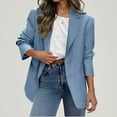 thumbnail image 2 of jtjvou Blazers for Women Business Casual Button Down Blazer Solid Color Long Sleeve Blazers Fall Fashion Outfits Blue XL, 2 of 9