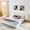 Beige, variant on King Size Platform Bed, Modern Chenille Fabric Curved Headboard, Reinforced Electroplated Metal Legs, Flexible DIY Side Space for Bedroom, Dark Gray