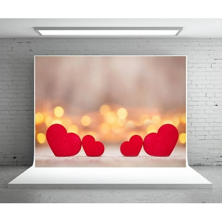 MOHome 7x5ft Glitter Valentine's Day Photo Backdrops Red Heart Photography Background Studio Photo Booth Backdrop Background