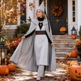 thumbnail image 3 of Adult Women's Witch Costume Sets Magic Wizard Sorceress Grey Cloak Tunic Outfit Set with Witch Hat Halloween Fancy Dress Party Cosplay Costumes, 3 of 7