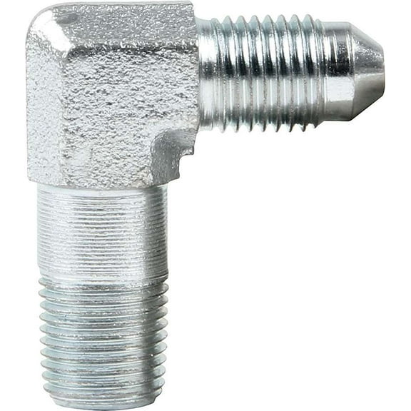 Allstar Performance ALL50020 Fitting - Adapter - Tall - 90 Degree -3AN Male to 1/8in NPT Male - Steel - Zinc Oxide - Each