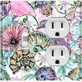 thumbnail image 1 of Metal Light Switch Wall Plate Outlet Cover (Sea Snail Starfish Pastel Glitter Reef Bubbles - Single Toggle Single Duplex), 1 of 2
