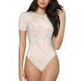 thumbnail image 1 of Balery Colorful Dots Body de cuello redondo de manga corta para mujer Tops de manga corta Tops básicos-Large, 1 of 7