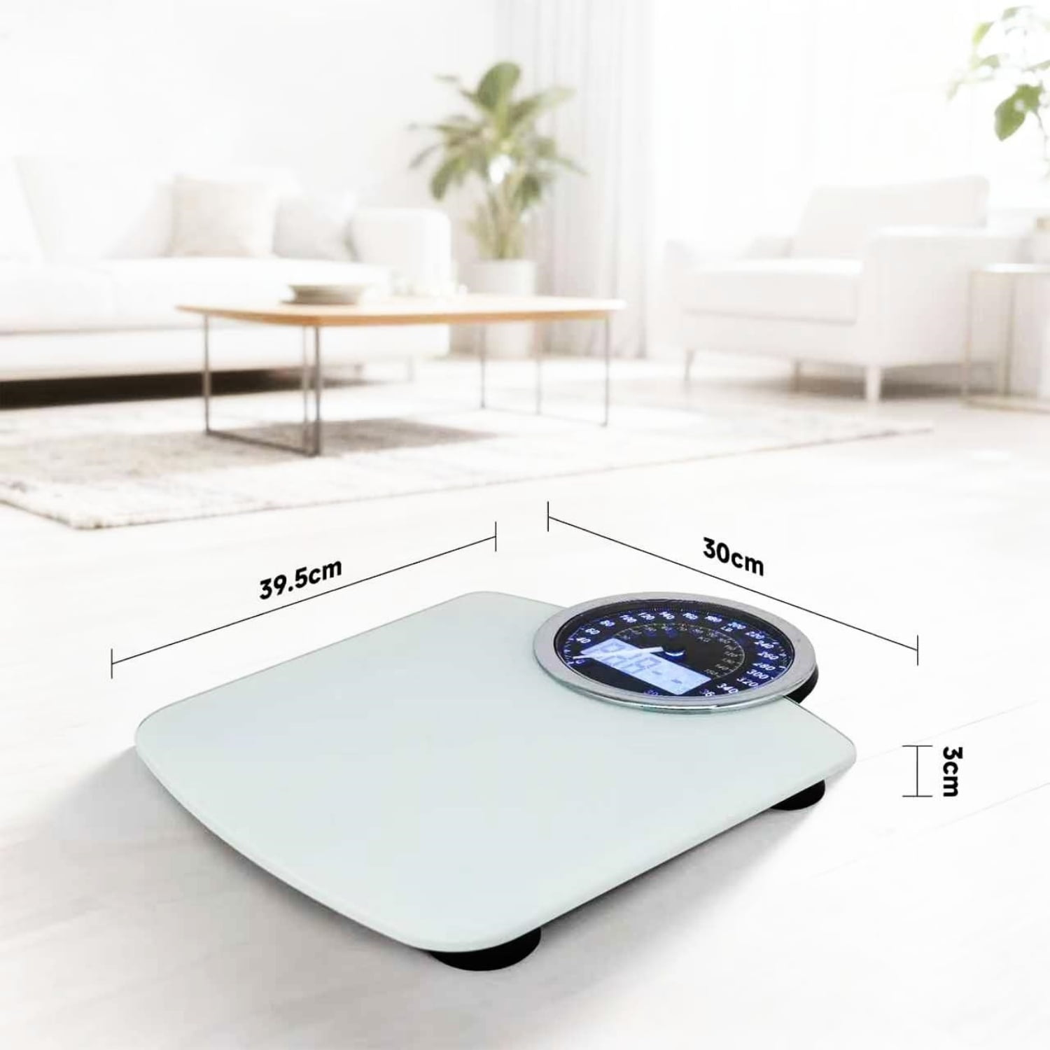 Highly Advance 2-in-1 Digital & Analog Weighing Scale for Body Weight-400lbs, 4 High Precison GX Sensor Accurate, Thick Tempered Glass, Extra Large Display (White)