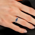 thumbnail image 4 of Round and Pear Cut Natural Sapphire Gemstone Ring in 14K White Gold ( Size: 10), 4 of 6