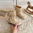 thumbnail image 4 of Toddler Girls Boots Mid Calf Slouch Fringe Tassel Casual Winter Shoes for Little Kids, 4 of 8
