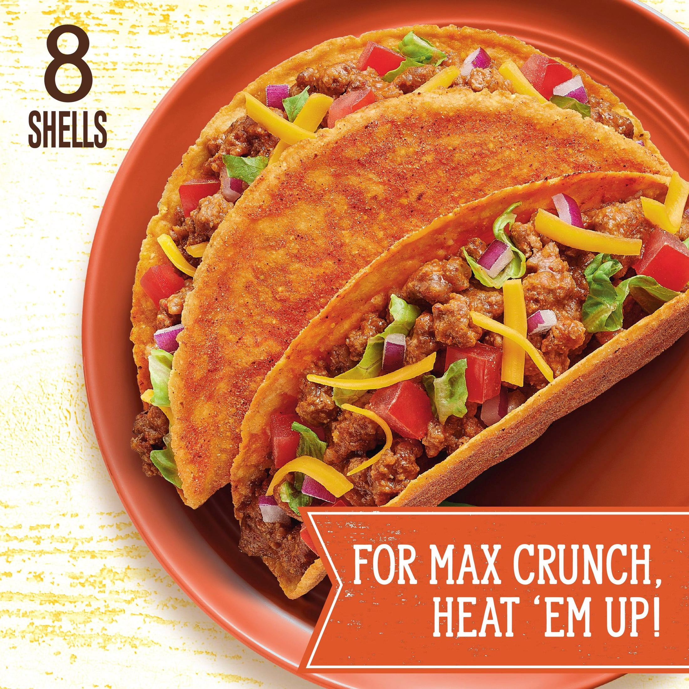 (2 pack) Old El Paso Protein Advantage Taco Shells, Nacho Cheese, 11g Protein, 8 Count, 4.52 oz