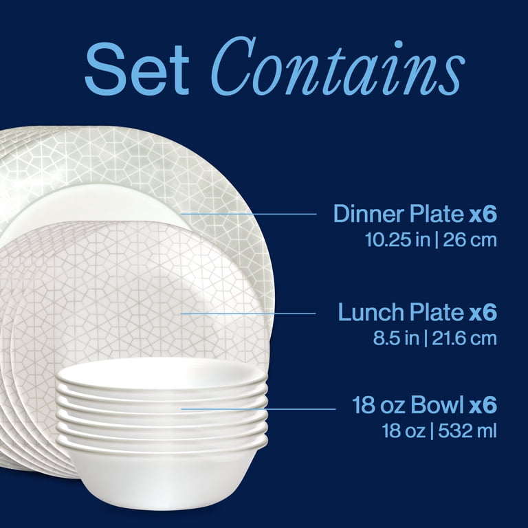 Corelle Knox 18-Piece Glass Dinnerware Set with Service for 6