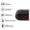 Sharp Dual Powered Digital Alarm Clock with Battery Backup, Black Case