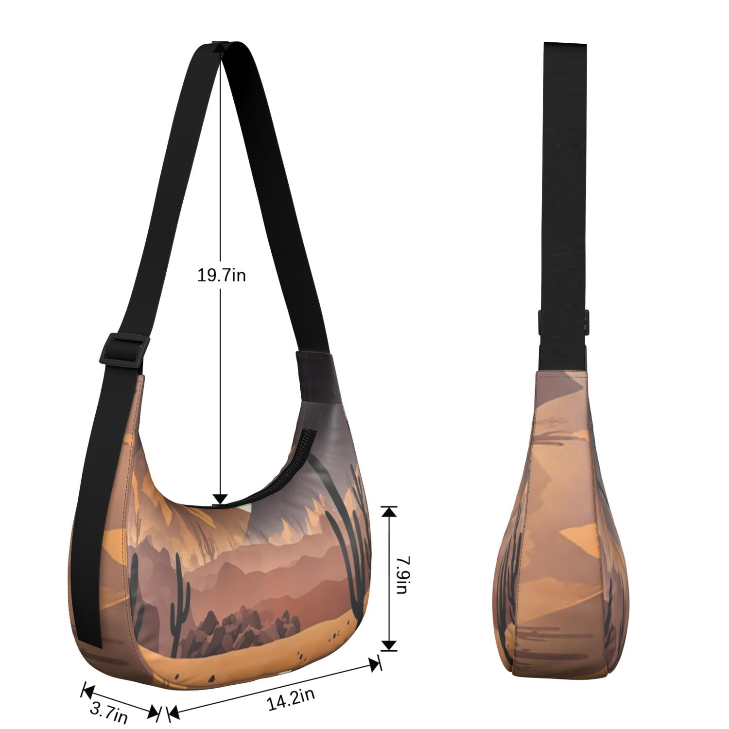 Cactus Desert Shoulder Bag Nylon Bag for Travel Vacation Shopping Hiking Cycling Gym