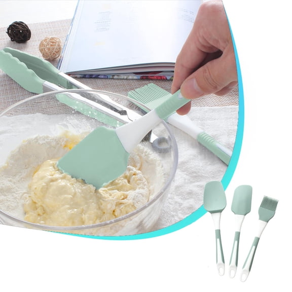 Linnome Silicone Spatula Silicone Oil Brush 3 Piece Set Cream Spatula Kitchen Utensil Kit Essential Baking Tools for Cake Making and Cooking