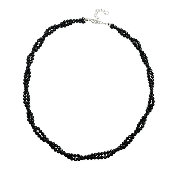 Sterling Silver with Natural Onyx Double Beaded Strand Necklace