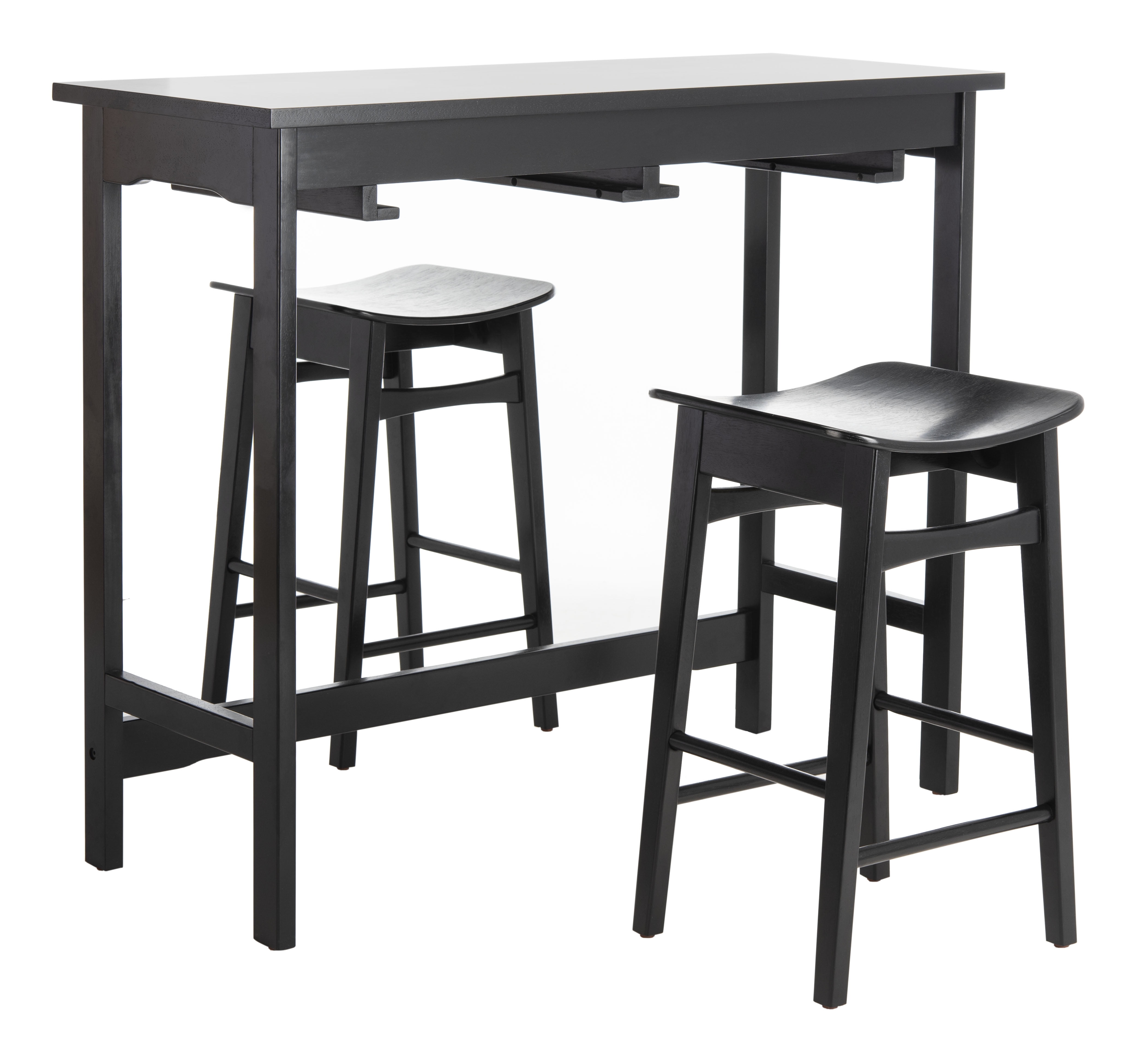 SAFAVIEH Colbie 3 Piece Easy Storage Solid Pub Set, Black