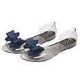 thumbnail image 1 of Zapatos planos de gelatina Sandalias de boca de pescado de moda Sandalias de bowknot Zapatos de playa creativos de verano para mujeres (azul oscuro 38 yardas 7US, 4.5UK, 38EU, 9.432 pulgadas), 1 of 4