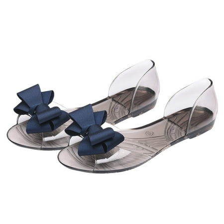 

Flat Jelly Shoes Fashion Fish Mouth Sandal Bowknot Sandals Creative Summer Beach Shoes for Women (Dark Blue 36 Yards 6US 3.5UK，36.5EU 9.039Inch)
