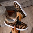 thumbnail image 4 of Low Top Sneakers for Women Leopard Print Lace up Round Toe Flat Shoes Comfy Slip on Casual Tennis Shoes Brown Size 8, 4 of 8
