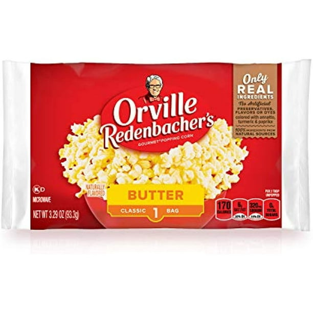 Orville Redenbachers Butter Popcorn, 3.29 Ounce Classic Bag