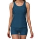 thumbnail image 4 of Traje de baño conservador de dos piezas para mujer, tankini, con sujetador acolchado, sin mangas, cuello redondo, de dos piezas, color liso, traje de baño de dos piezas para mujer, trajes de baño tank, 4 of 9