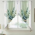 thumbnail image 6 of Sage Green Eucalyptus Leaves Kitchen Window Curtains, Swag Curtains Valance for Bedroom Living Room Bathroom, Farmhouse Stripe Botanical Rod Pocket Window Curtain Block Drapes 2 Panels 28"x36", 6 of 8
