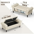 thumbnail image 2 of 51" Storage Ottoman Bench for Bedroom, Full Queen Storage Bench with Button, Upholstered Bedroom Bench with Rolled Arms for Living Room, Storage Room, Entryway, Beige+Brown Legs, 2 of 17