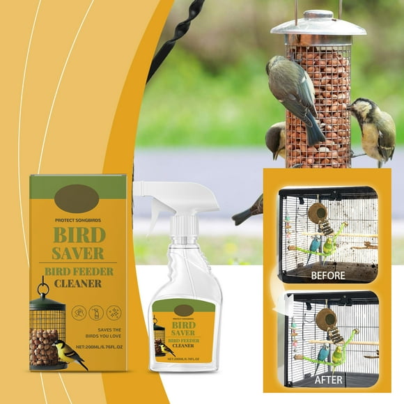 Limpiador para comederos de aves | Limpiador para casas y baños de aves - Fórmula de secado rápido, sin residuos, segura para jaulas | Removedor de manchas y olores | Spray de 200 ml para aviarios