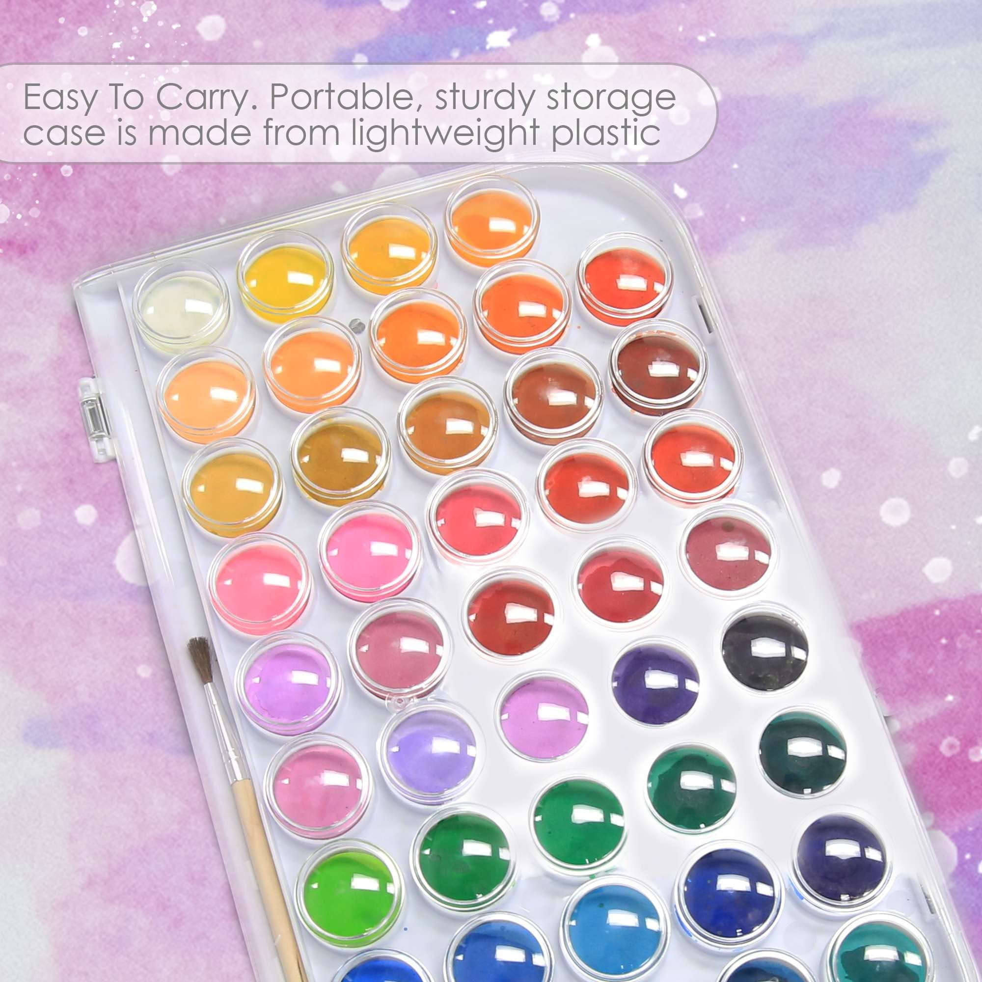 BAZIC Watercolor w/ Brush & Mixing Palette, 48 Color Non-Toxic Paint Set, 2-Pack