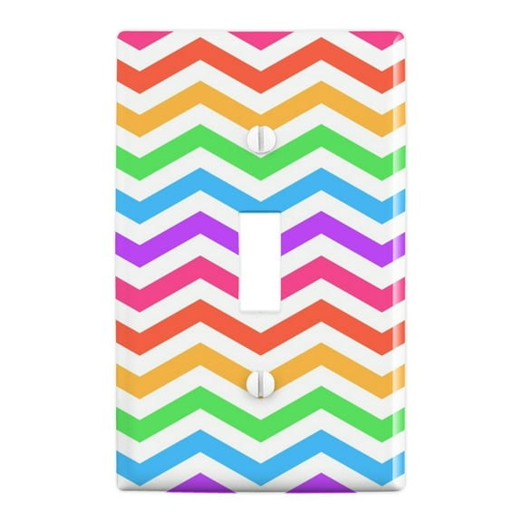 Rainbow Chevrons Zigzag Pattern Plastic Wall Decor Toggle Light Switch Plate Cover