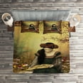 thumbnail image 2 of Ambesonne Medieval Quilted Coverlet 3 Pcs, Lady with Book, King Size, Multicolor, 2 of 2