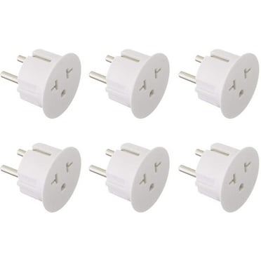 6PKSCHUKO Heavy Duty Grounded USA American to European German Schuko Outlet Plug Adapter - 6 Pack
