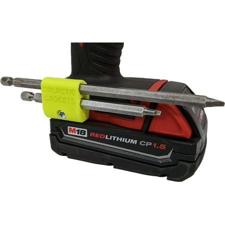 

MAGNETIC Bit Holder for Milwaukee M18 Drill - Side Mounted - Strong Magnets - Low Profile Design - Galactic Gadgets Fluorescent Yellow