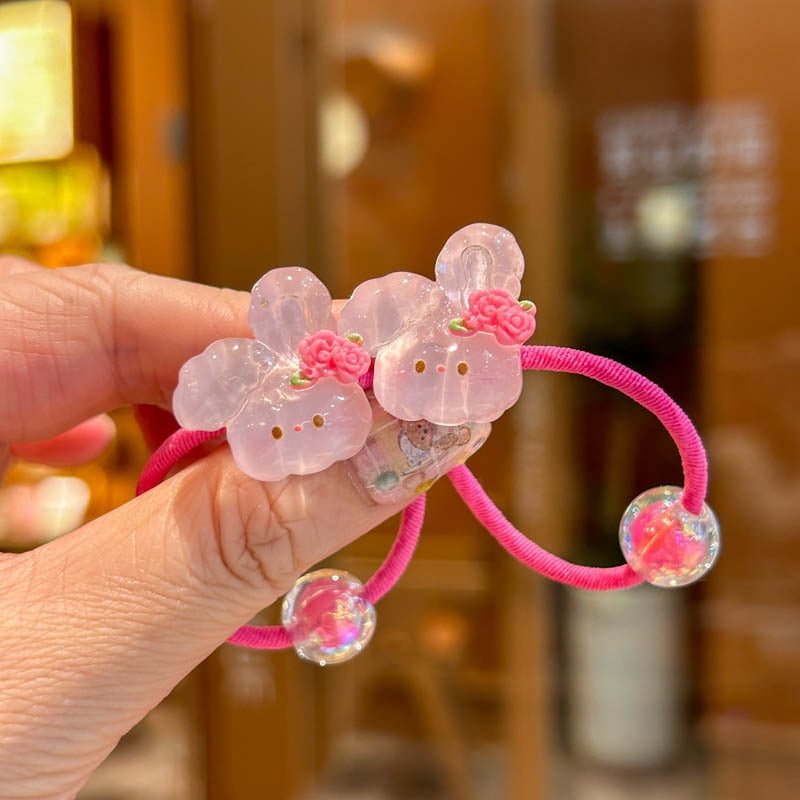 2PCS Transparent Cherry Bunny Elastic Hair Bands for Girls Children's Hair Accessories Baby Headwear Hair Ties
