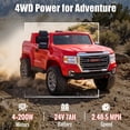 thumbnail image 5 of Joyracer 2 Seater 24 Volt Ride on Toys, Licensed GMC 4WD/2WD Switchable Ride on Car for Big Kids with Remote, Bluetooth, Fold Down Tailgate, Rear Storage, Red, 5 of 15