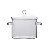 WITYUKE High Borosilicate Glass Mini Stew Pot with Lid, Open Flame Safe Transparent Cooking Saucepan, Heat Resistant Instant Noodles Soaking Bowl, for Household Kitchen and Camping Use